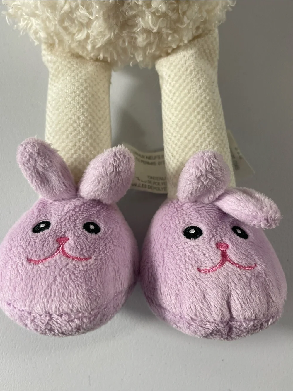 Pier 1 Cream Plush Lamb with Pink/Pastel Plaid Accents